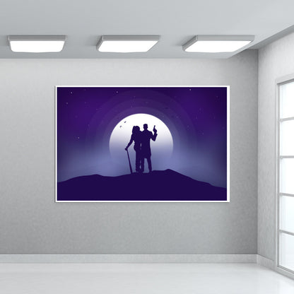 Joker & Harley Quinn Moon Night Wall Art