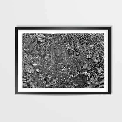 Hi-tech Shiva b&w Wall Art