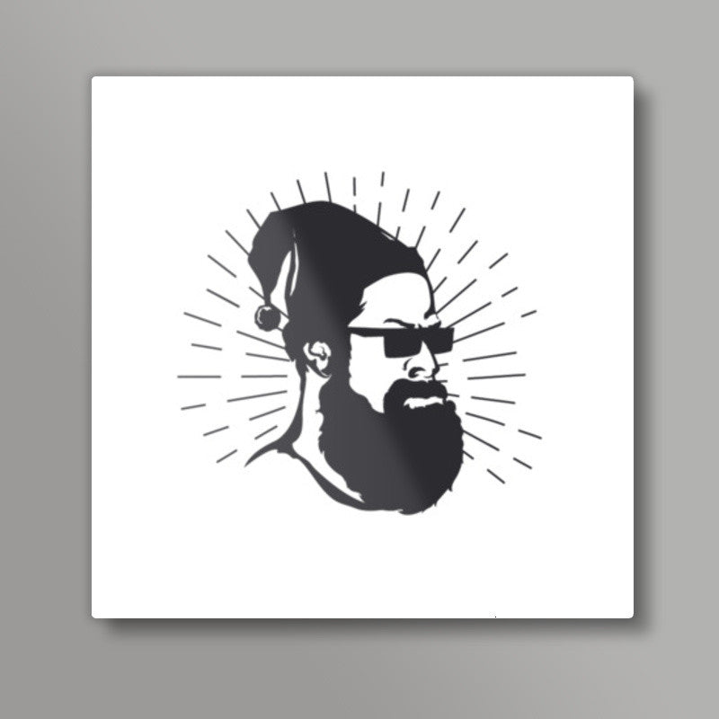 Hipster Santa - Christmas Square Art Prints