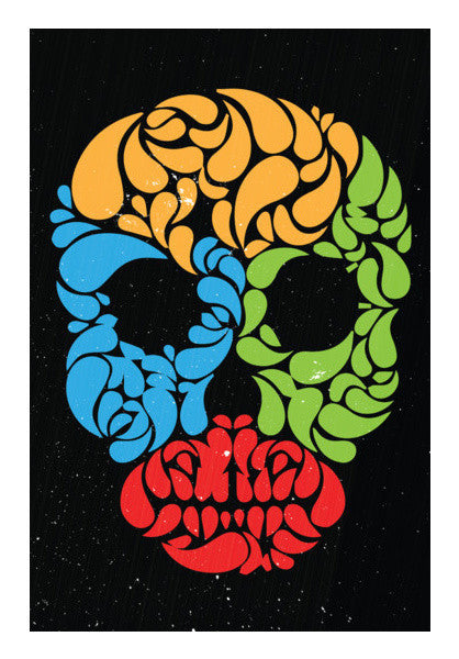 Floral Vector Skull Art PosterGully Specials