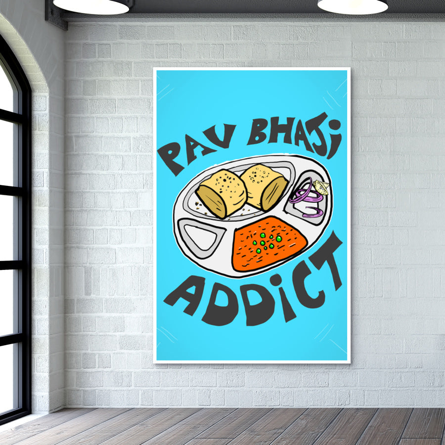 Pav Bhaji Addict (Blue BG) Wall Art