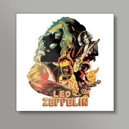 Zeppelin on Fire Square Art Prints