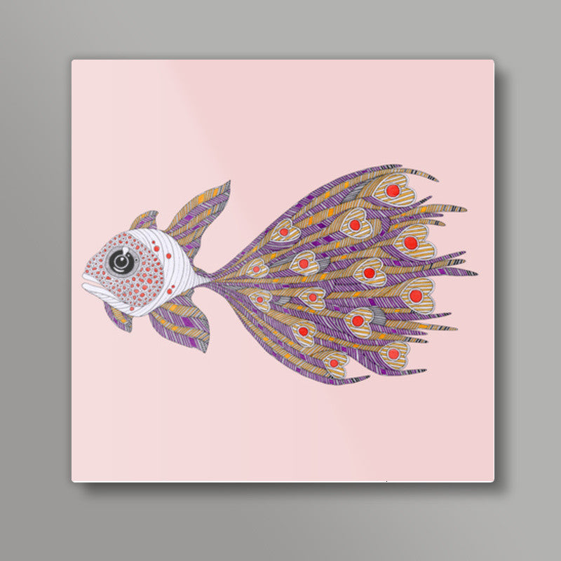 hearts fish Square Art Prints