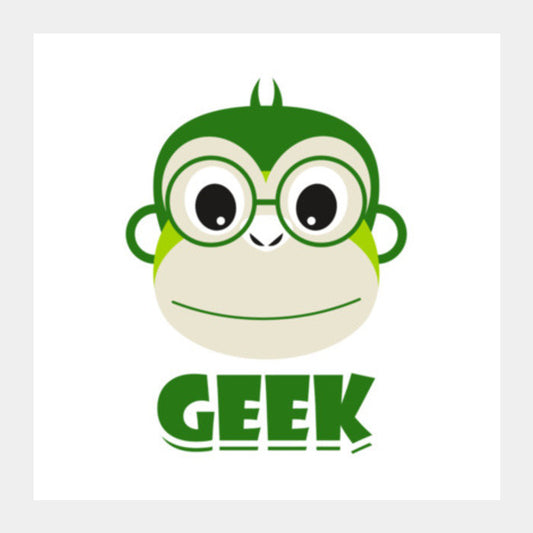 Green Geek Monkey Square Art Prints PosterGully Specials