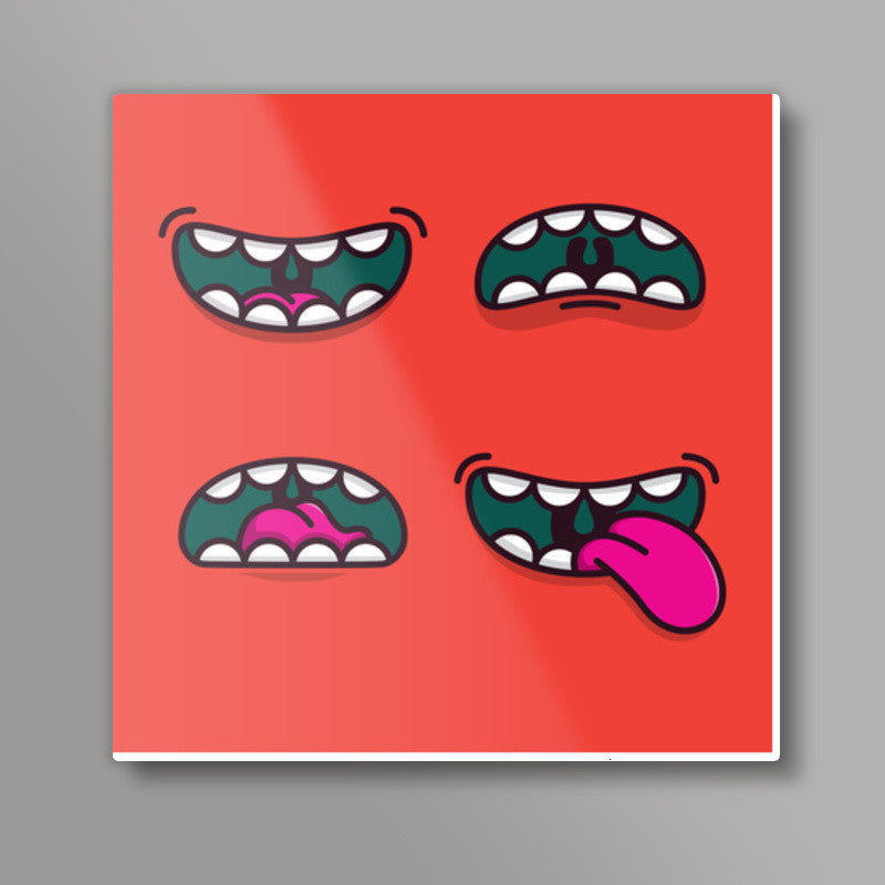 Cartoon Mouths Square Art Prints