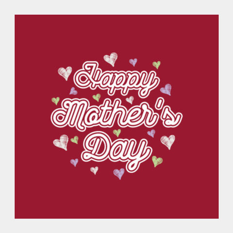 Mother's Day Typography Red Background Square Art Prints PosterGully Specials