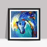 Spirit | Horse | Painting | Blue  Square Art Prints