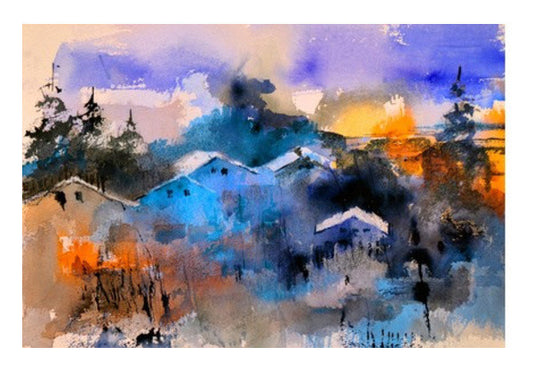 Colourful Village Art PosterGully Specials