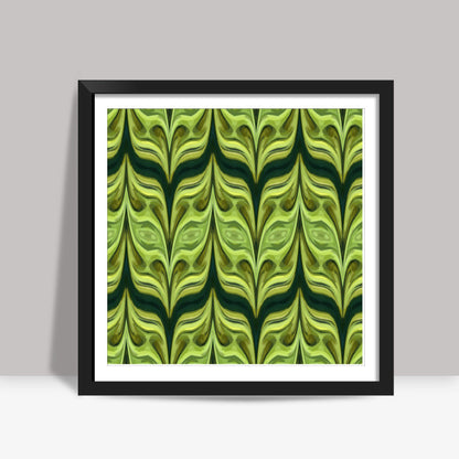 Olive Green Abstract Wave Pattern Background Square Art Prints