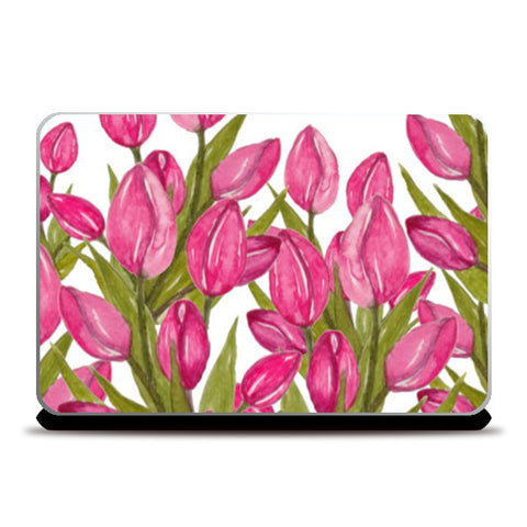 Laptop Skins, Pink Tulips Flowers Floral Design Artwork Laptop Skins