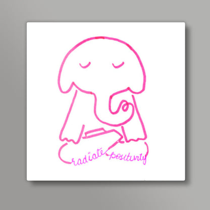 Elephant Illustration Square Art Prints