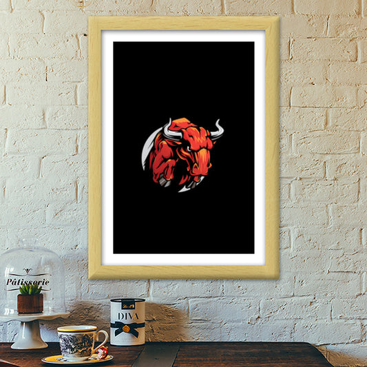 Bull Mascot Premium Italian Wooden Frames