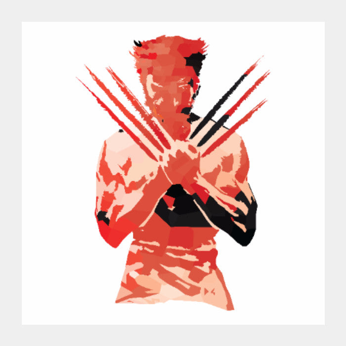Square Art Prints, Low Poly Wolverine 2-Colored Sqaure Art Print