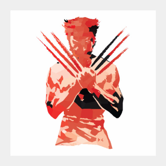 Square Art Prints, Low Poly Wolverine 2-Colored Sqaure Art Print