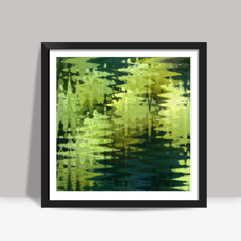 Abstract Green Zigzag Waves Art Background Square Art Prints