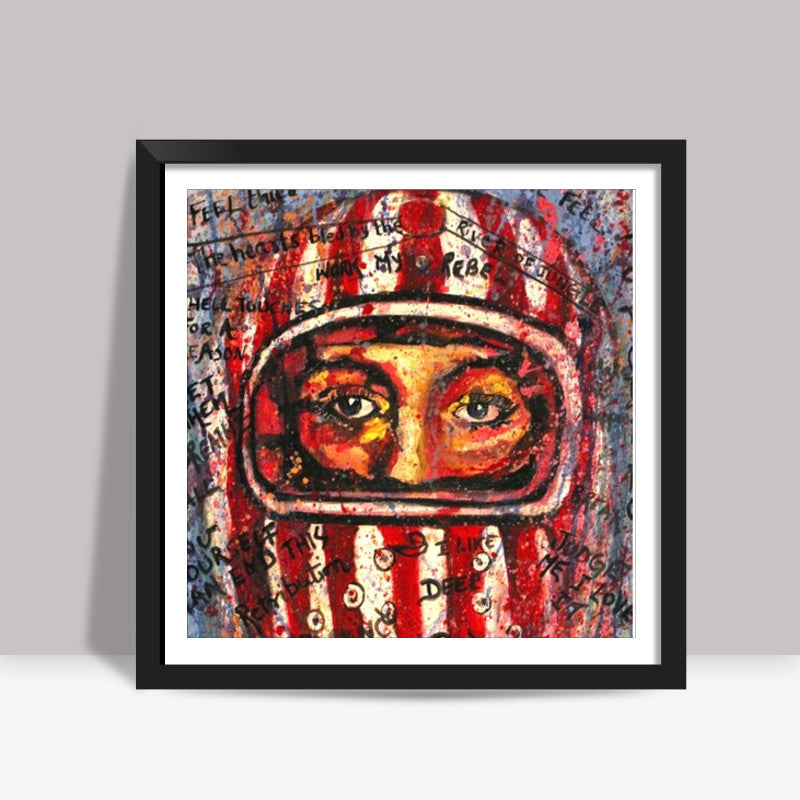 Helmet love Square Art Prints