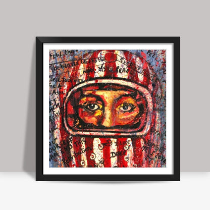 Helmet love Square Art Prints