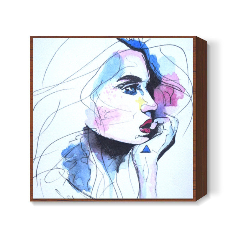 Watercolour Portrait Painting Square Art Prints