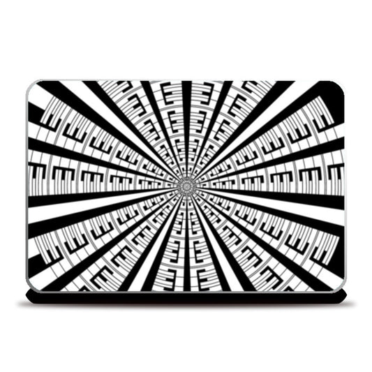 Modern Abstract Black And White Radial Burst Design Laptop Skins