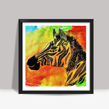 Rainbow Zebra Zentangle Square Art Prints