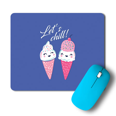 Cute Icecreams On A Date Lets Chill Minimal Artwork Mousepad