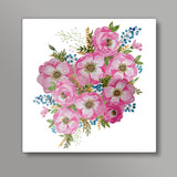 Pretty Pink Painted Flower Bouquet Summer Nature Square Art Prints