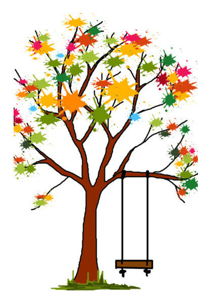 Colorful Spring Tree With Swing Art PosterGully Specials