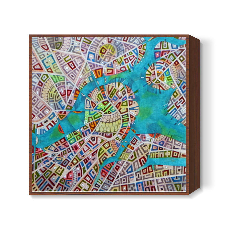 imaginary map of boston Square Art Prints