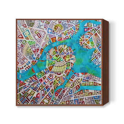 imaginary map of boston Square Art Prints