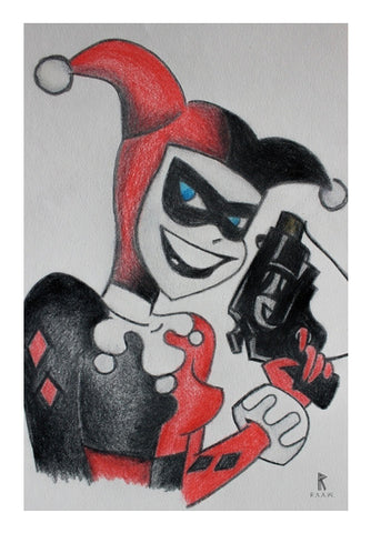 Harley Quinn Colored Pencil Wall Art