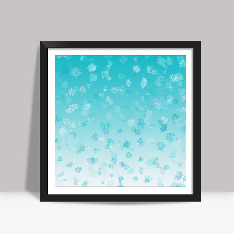 Blue white flower texture Square Art Prints