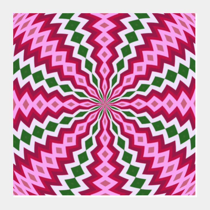 Beautiful Pink Green Geometric Flower Digital Optical Art Background Square Art Prints PosterGully Specials