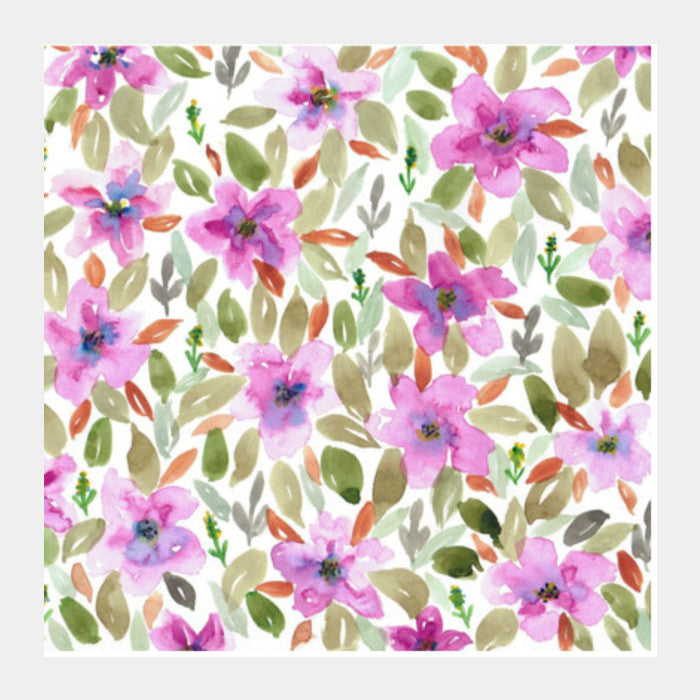 Beautiful Watercolor Floral Background Pattern Painting Wall Art Print Square Art Prints