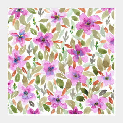 Beautiful Watercolor Floral Background Pattern Painting Wall Art Print Square Art Prints