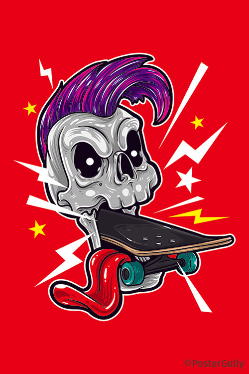 Skull Punk Skateboard Minimal Artwork