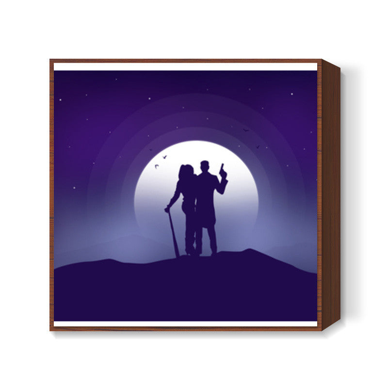 Joker & Harley Quinn Moon Night Square Art Prints