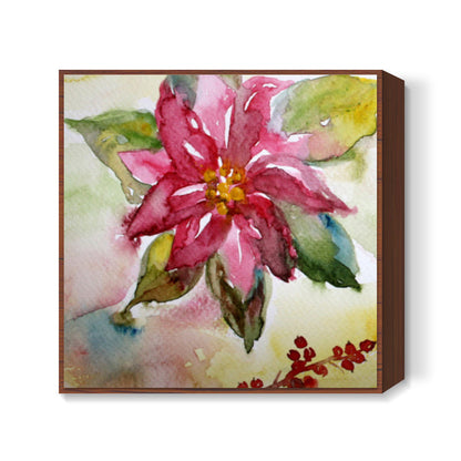 Poinsettia Square Art Print l Artist: Seema Hooda