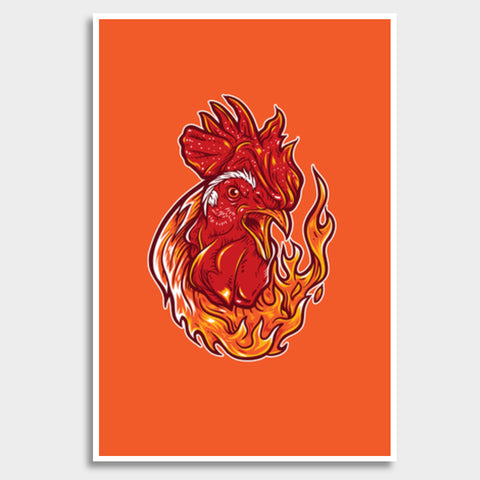Rooster on fire Giant Poster