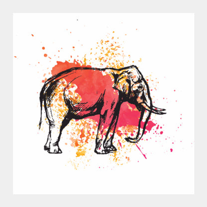 Square Art Prints, Painted Pachyderm | Lotta Farber Square Art