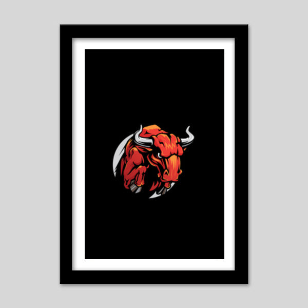 Bull Mascot Premium Italian Wooden Frames