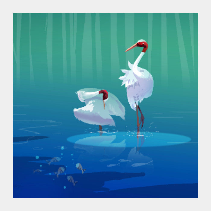 Square Art Prints, Water Bird Square Art | Raviraj Kumbhar, - PosterGully