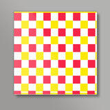 Yellow Pink Checks Pattern Square Art Prints