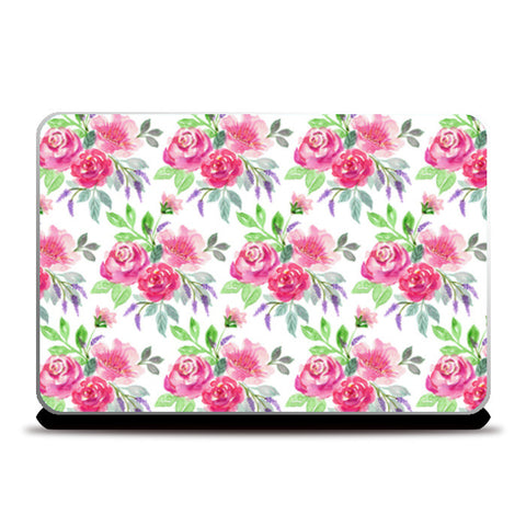 Beautiful Romantic Pink Roses Painted Floral Pattern Laptop Skins