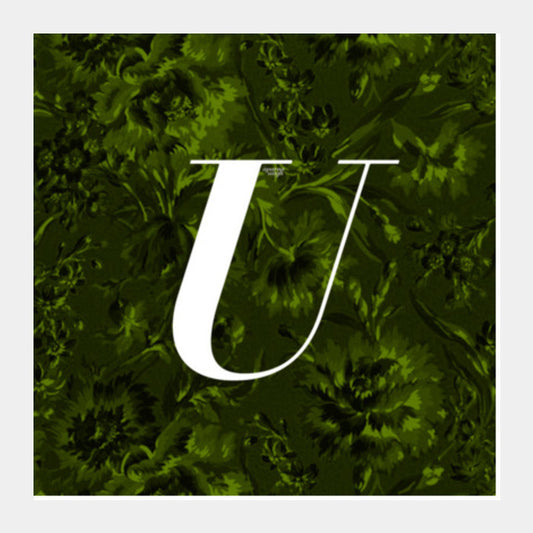 'U' Letter, Vintage Literary Print (Dark) Square Art Prints PosterGully Specials