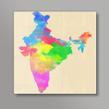 INDIA in watercolor Square Art Prints