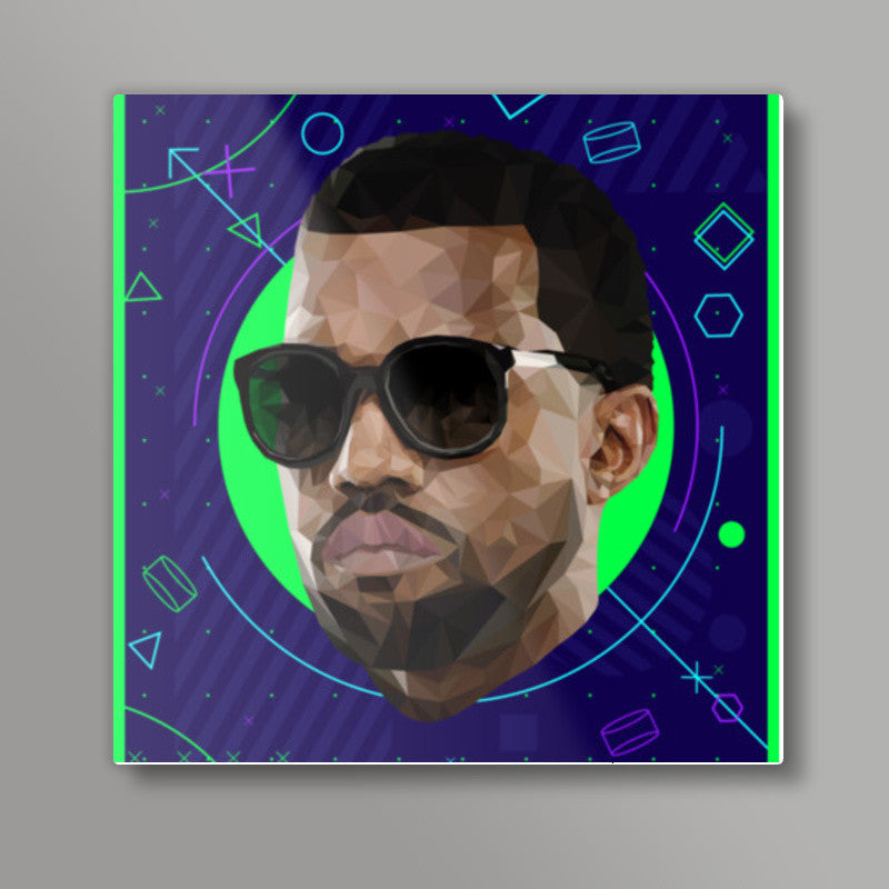 Kanye West Low Poly Square Art Prints