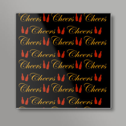 Cheers Typography Bar Art Black Design Square Art Prints