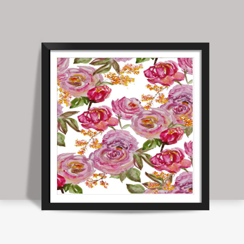 Abstract Roses Watercolor Flower Spring Design Hand Painted Square Art Prints