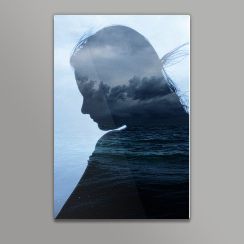 Ocean woman silhouette Wall Art