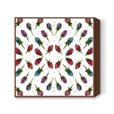 Rose Buds Vintage Floral Mandala Pattern Background Square Art Prints